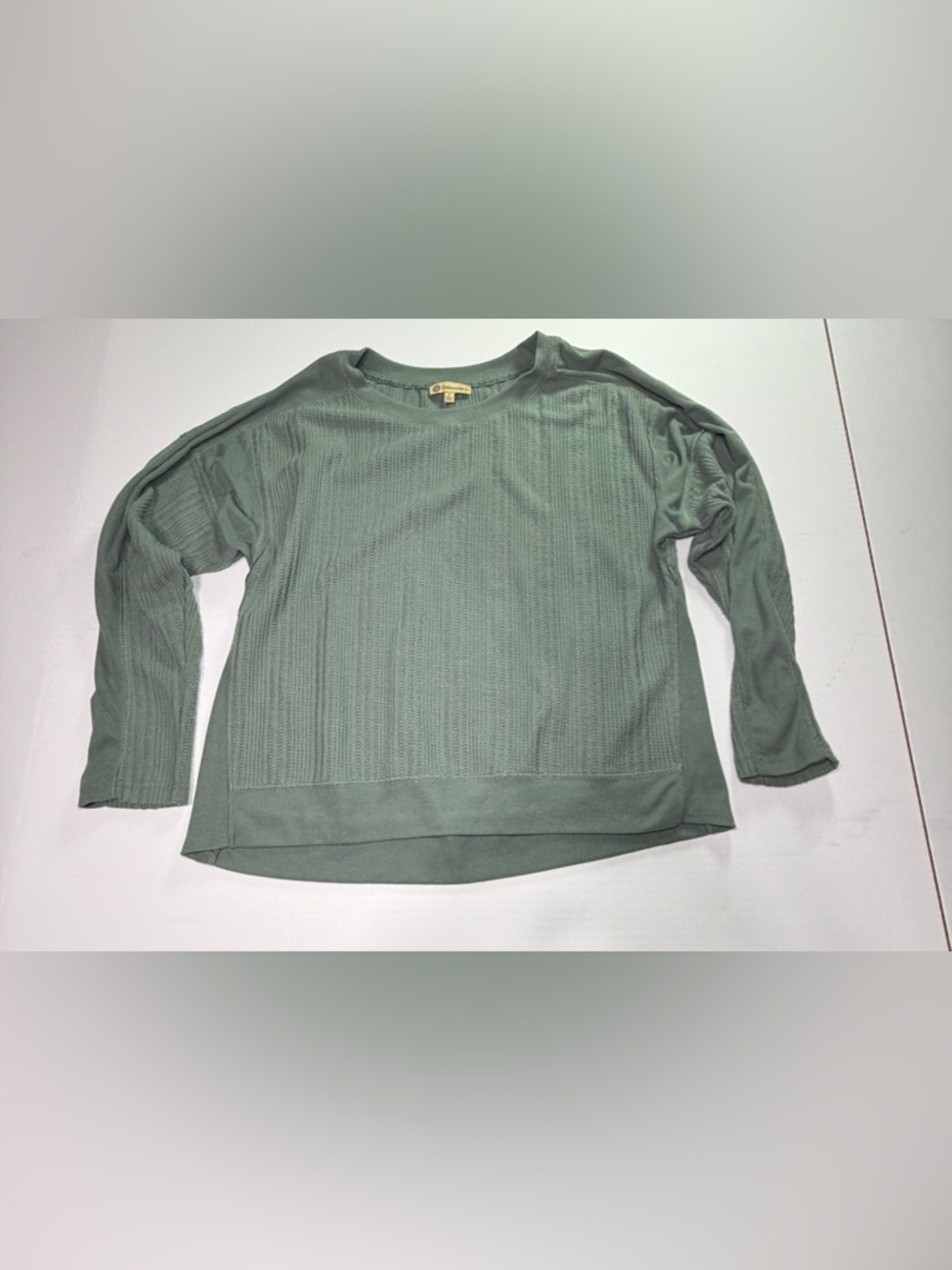 Democracy Sage Green Textured Waffle Knit Top Small